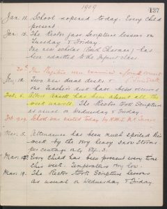 Albert's 1909 entry from St Barnabas School logbook (image copyright Surrey History Centre, reproduced with kind permission of Find My Past (http://www.findmypast.co.uk)