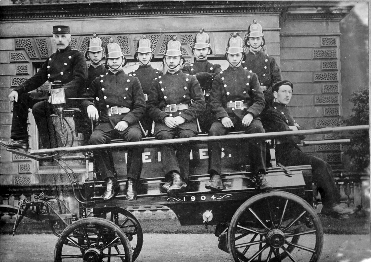 Denbies fire engine and crew in 1904 (Dorking Museum). One wonders how many of these men fought, and maybe died,