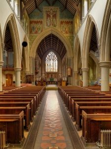 Interior of St Martin's Dorking where Edith Annie was baptised and where she married George Gale (Geograph, copyright David Dixon)