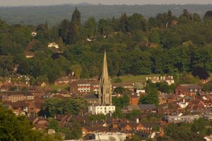 Seen from Denbies Hillside, St Martin’s Dorking where Elizabeth Martha was baptised and where she married George Ansell (Geograph, copyright 