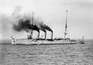 HMS Encounter, launched in Devonport in 1902, transferred to Royal Australian Navy 1912, the first RAN ship to fire in anger during WW1