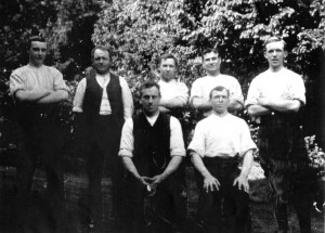 Woodmen in the 1910s-20, not yet identified, though captioned "Frank Munt, Harrold, Charles, Sam Sheppard, Alf"