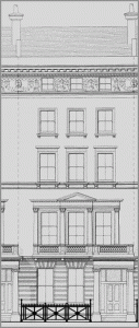 No 13-25 Princes Gate, typical elevation with border, HL Elmes 