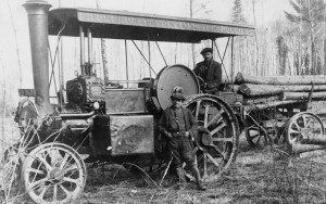 A Burrell engine logging at Ranmore about 1914 (Dorking Museum)