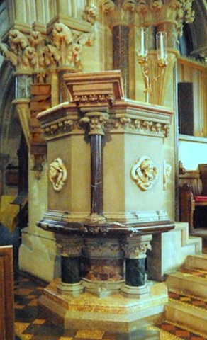 The elaborate pulpit in St Barnabas, Brian Belton