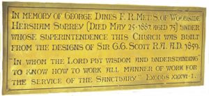 The plaque in St Barnabas Church, Ranmore Archive